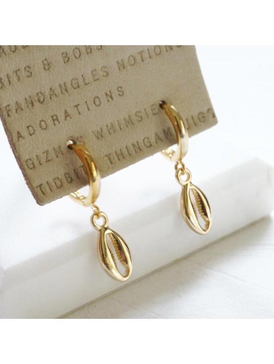 Anthropologie Jewelry - Anthropologie Shell Huggie Drop Earrings